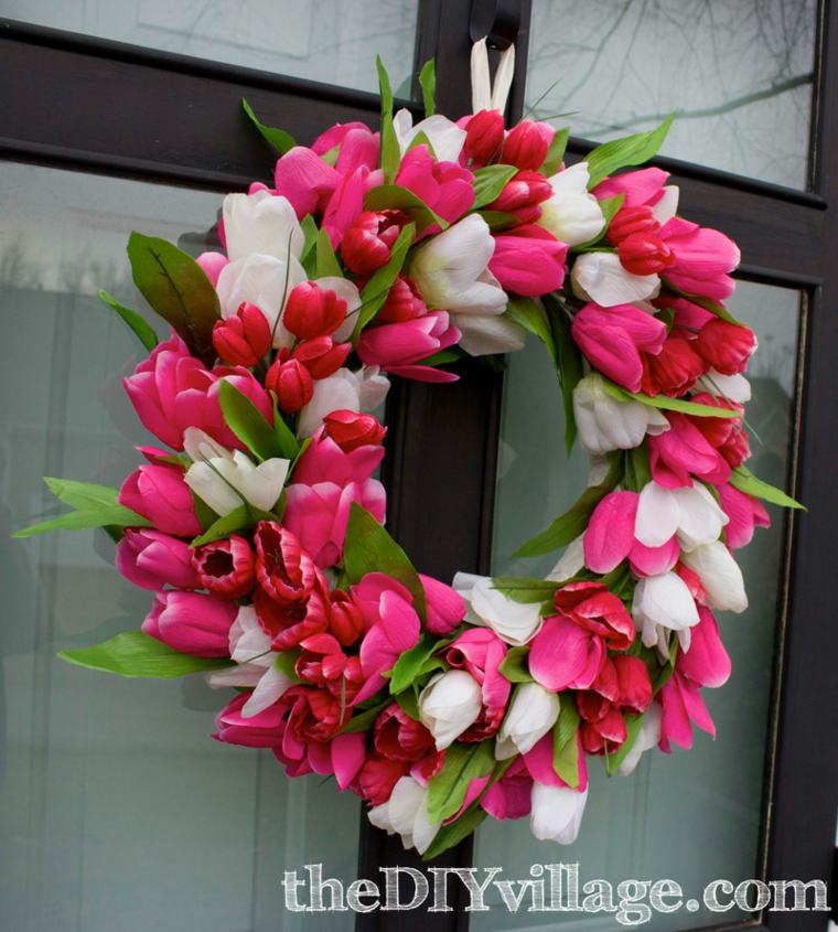 décoration de printemps tulipes couronne fleurs