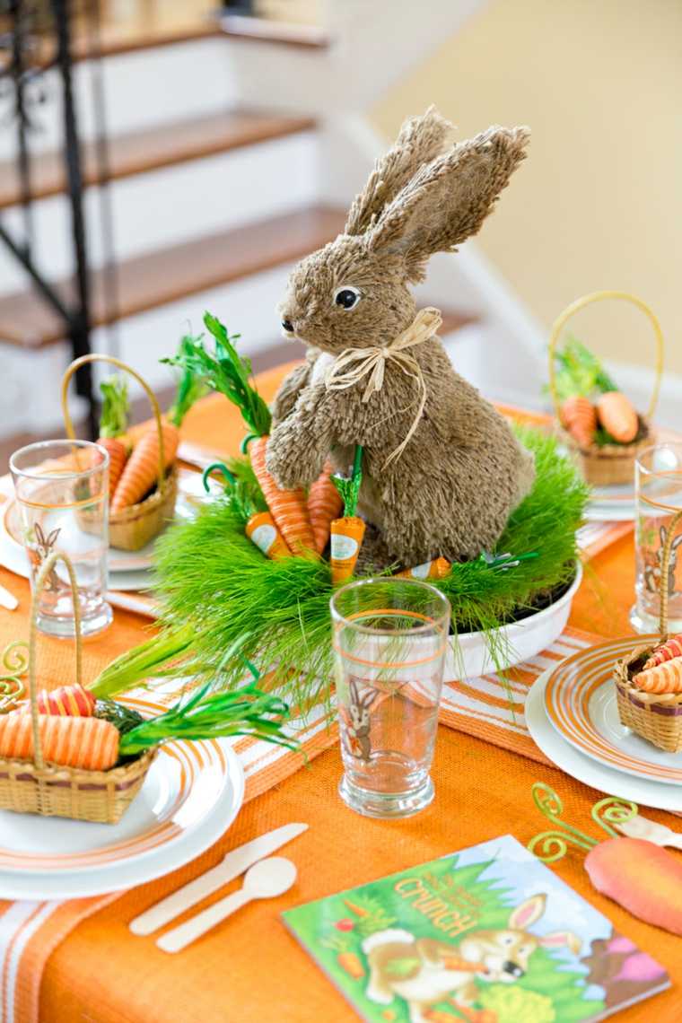 photo decoration table lapin paques
