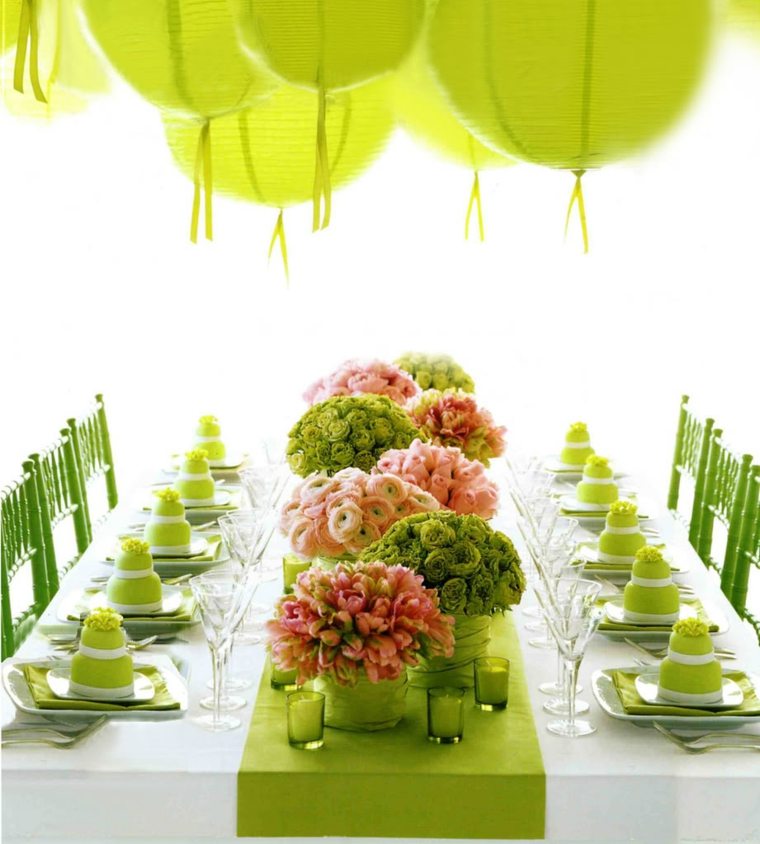 decoration table rose vert