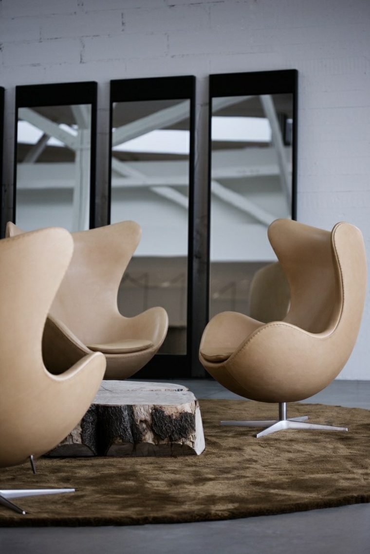 fauteuilŒuf design moderne tapis de sol marron egg chair