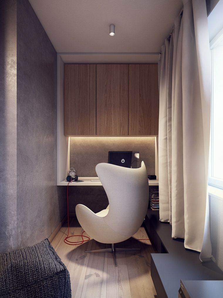 fauteuil Œuf blanc cuir design parquet bois bureau egg chair
