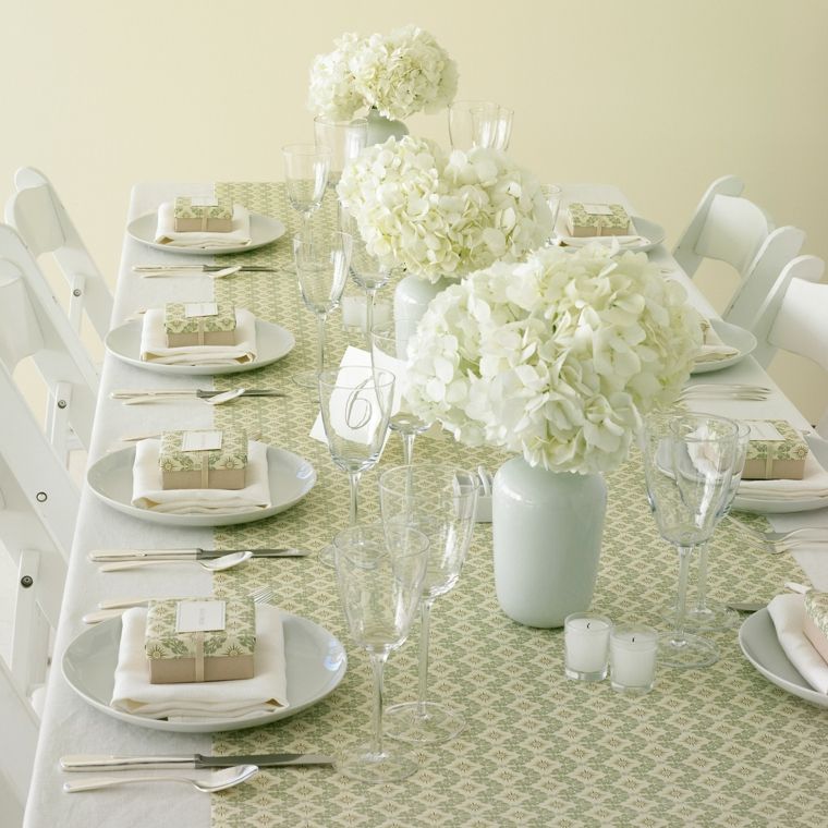 déco table printemps blanc vert