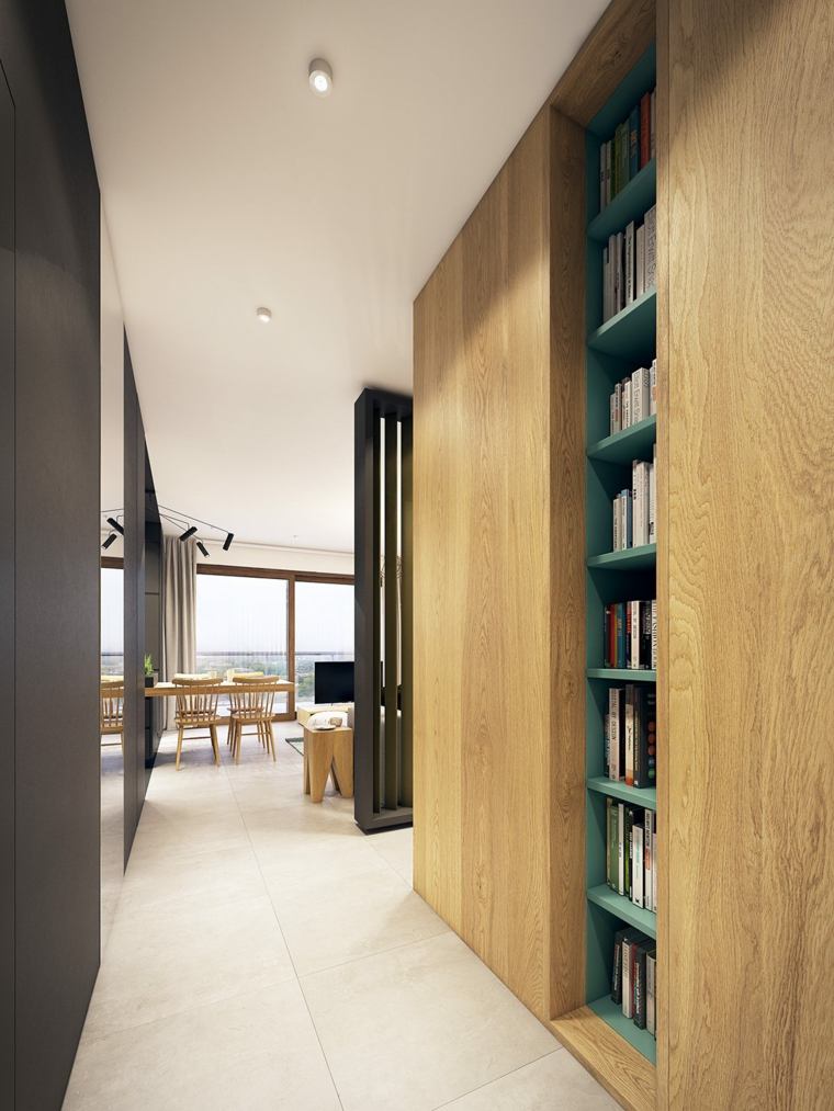 étagères bibliothèque bois design intérieur moderne