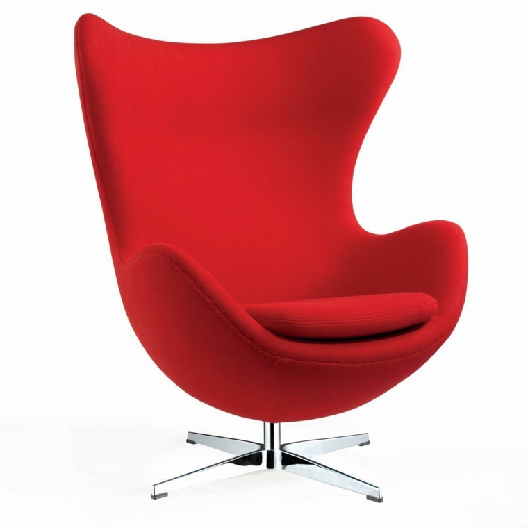 fauteuil jacobsen rouge design egg chair moderne 