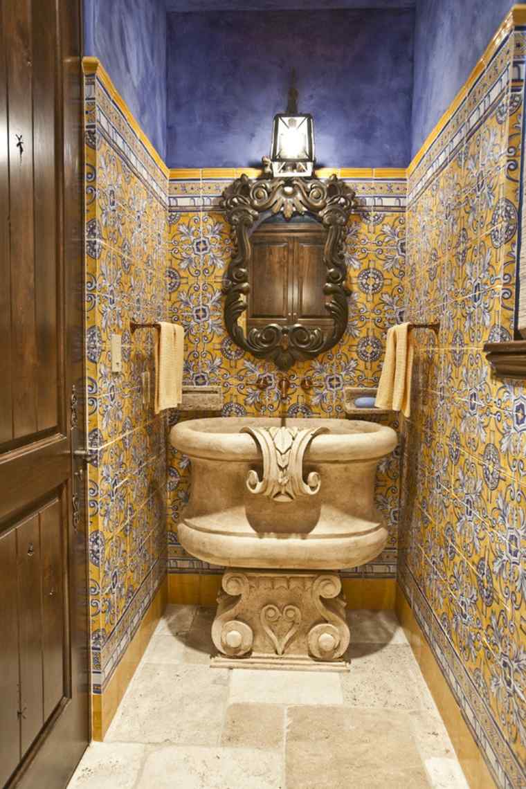 talavera salle de bains faïence murale idée salle de bain moderne miroir évier carrelage 
