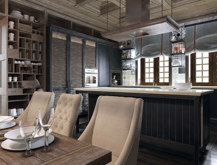 néoclassique style moderne salle à manger table en bois fauteuil rose bar suspension luminaire