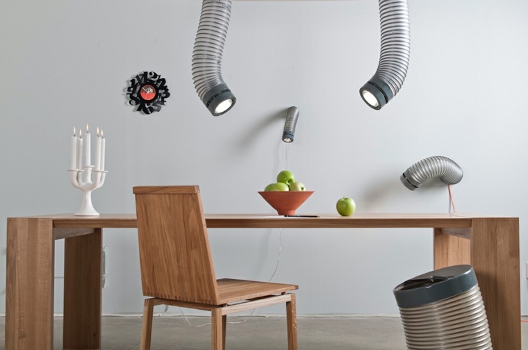 lampe industriel moderne intérieur tendance salle à manger table bois chaise