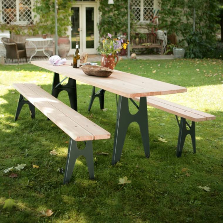 table de jardin bois banc jardin extérieur mobilier tendance