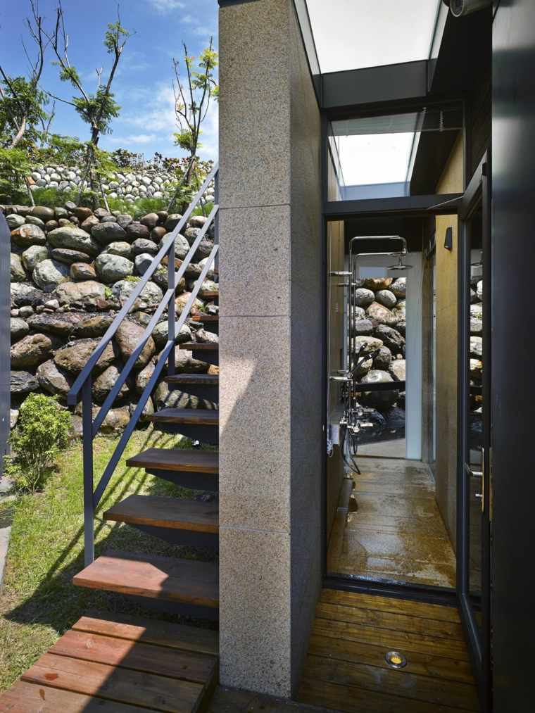aménagement design moderne escalier bois extérieur terrasse
