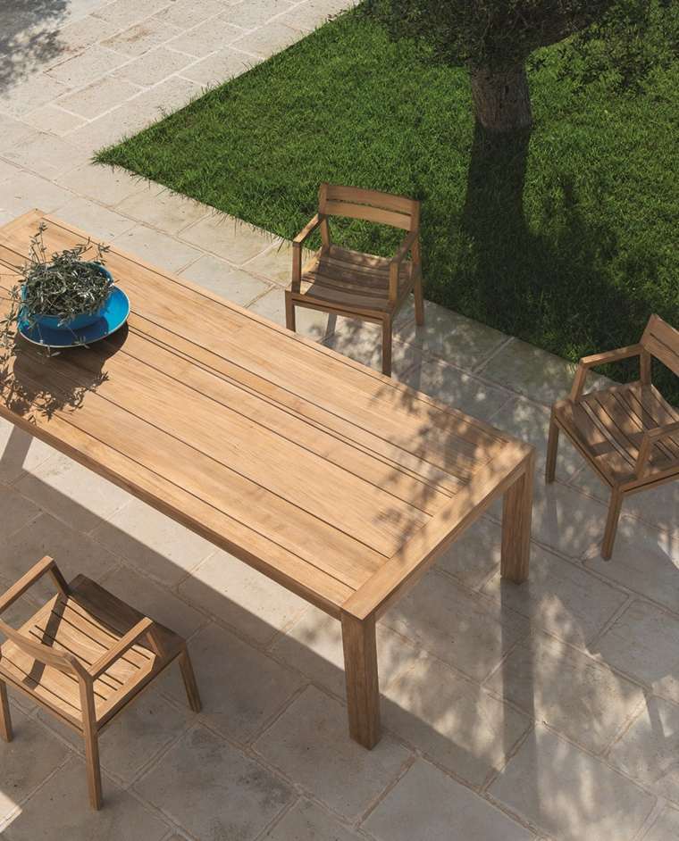 mobilier de terrasse en bois design chaise accoudoirs 