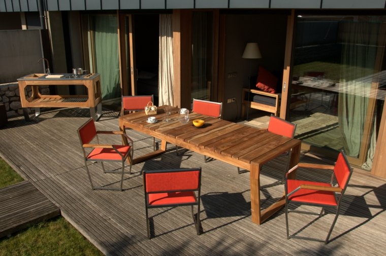 mobilier de terrasse en bois design table rectangulaire