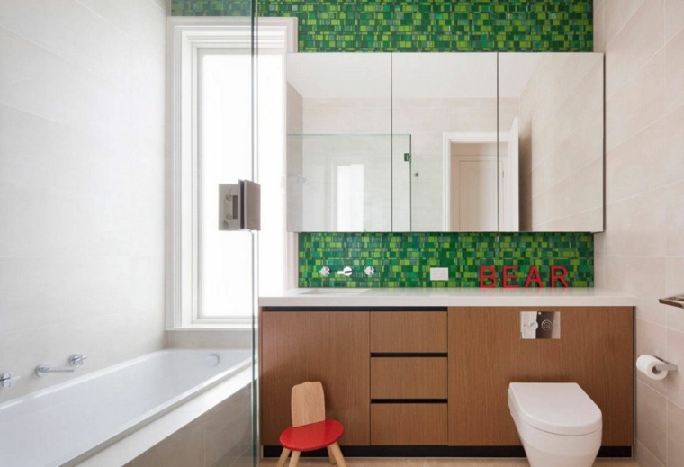 peinture murale idee couleur salle de bain verte deco minimaliste