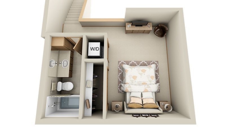 plan appartement architecture petit studio 3d