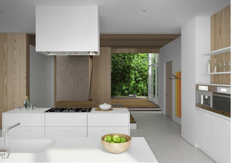 intérieur moderne hotte aspirante design ilot idée aménager cuisine 