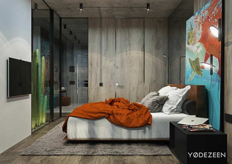 idée déco plantes vertes grasses intérieur chambre à coucher moderne tableau mur 
