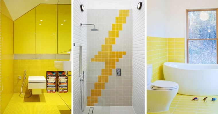 couleur pour salle de bain jaune cabine douche
