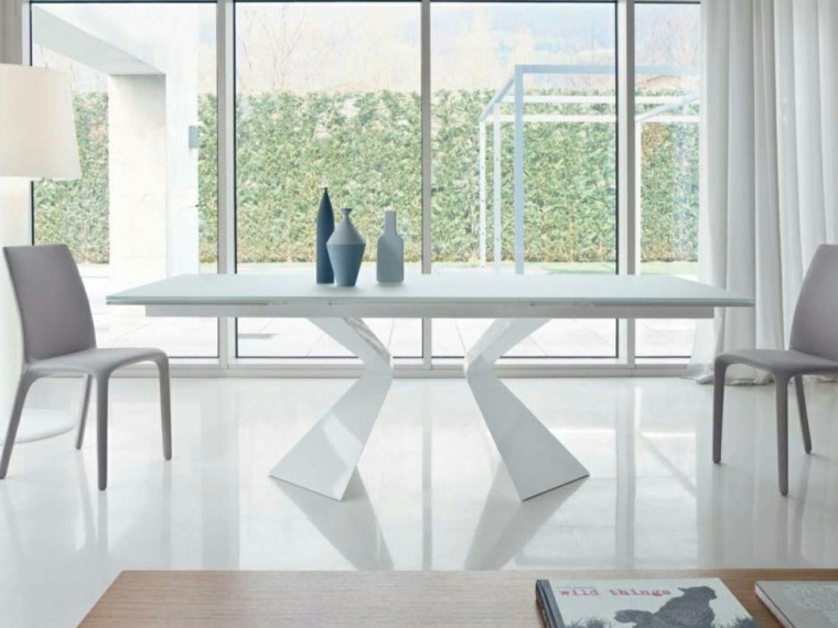 table verre blanc mobilier salle a manger