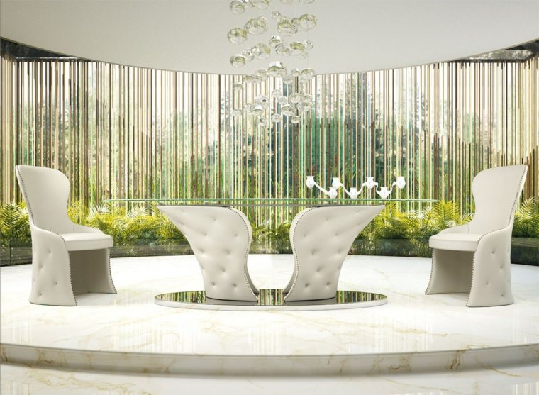 table design verre chaise capitonnee maison luxe