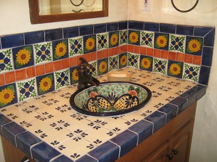 talavera carreaux salle de bain idée lavabo design 