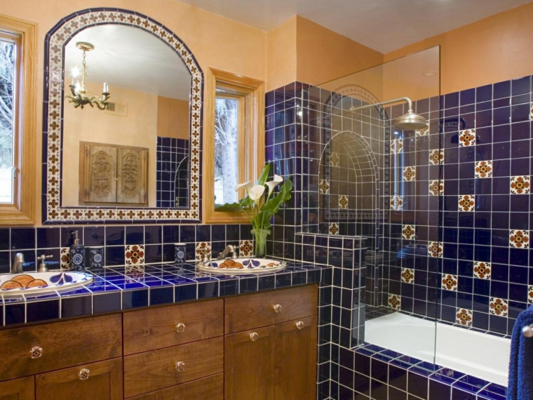 idée cabine douche carrelage déco mur faïence miroir douche italienne 