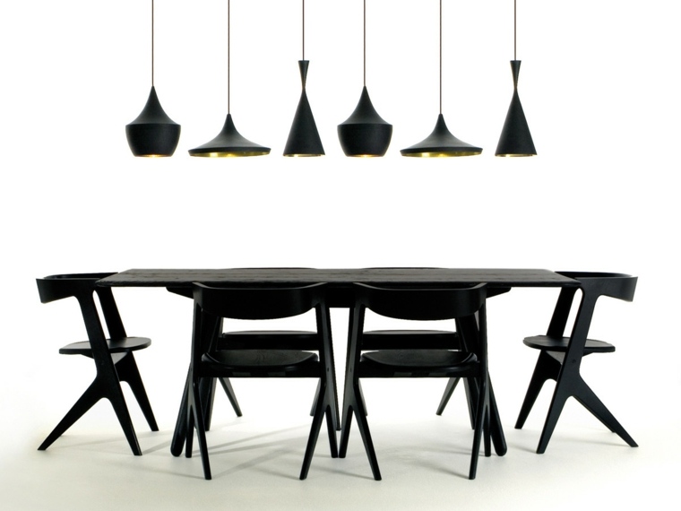 design industriel luminaire suspension tendance table noire chaise 