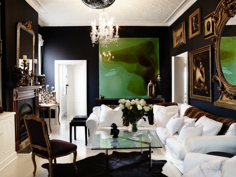 peinture salon maison luxe noir blanc