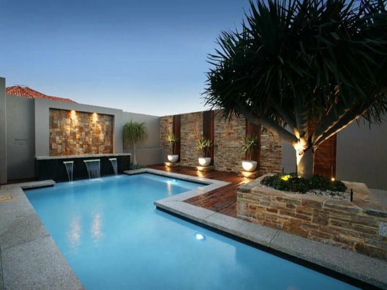 deco lumineuse mur exterieur jardin piscine