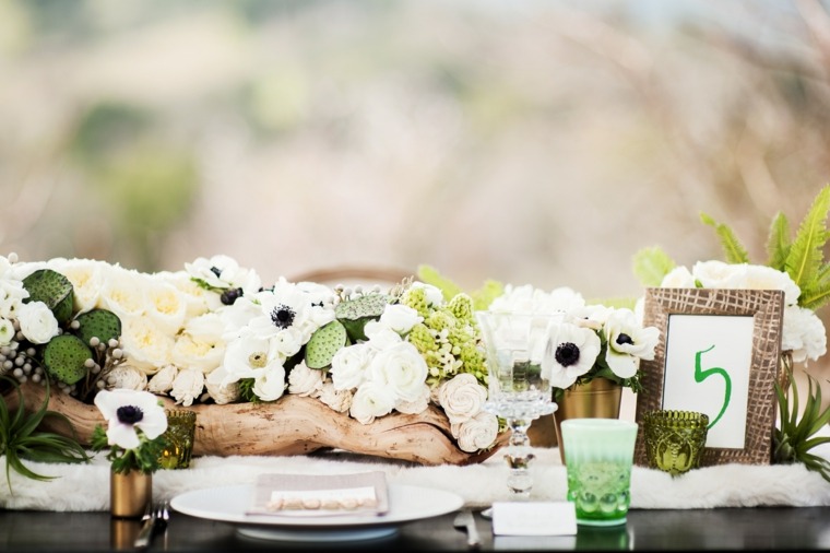 table mariage déco bois fleurs idée thème mariage nature 