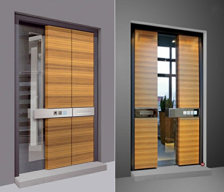 portes d'entrée modernisée bois acier design