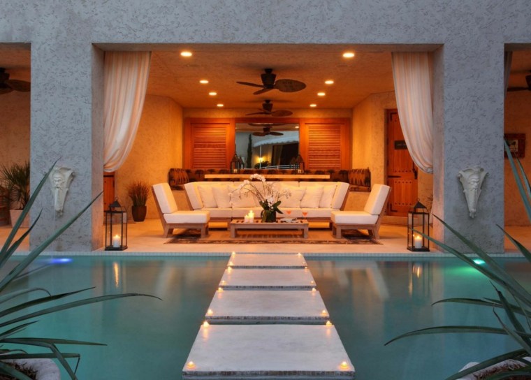 éclairage extérieur design decoration allée piscine design moderne