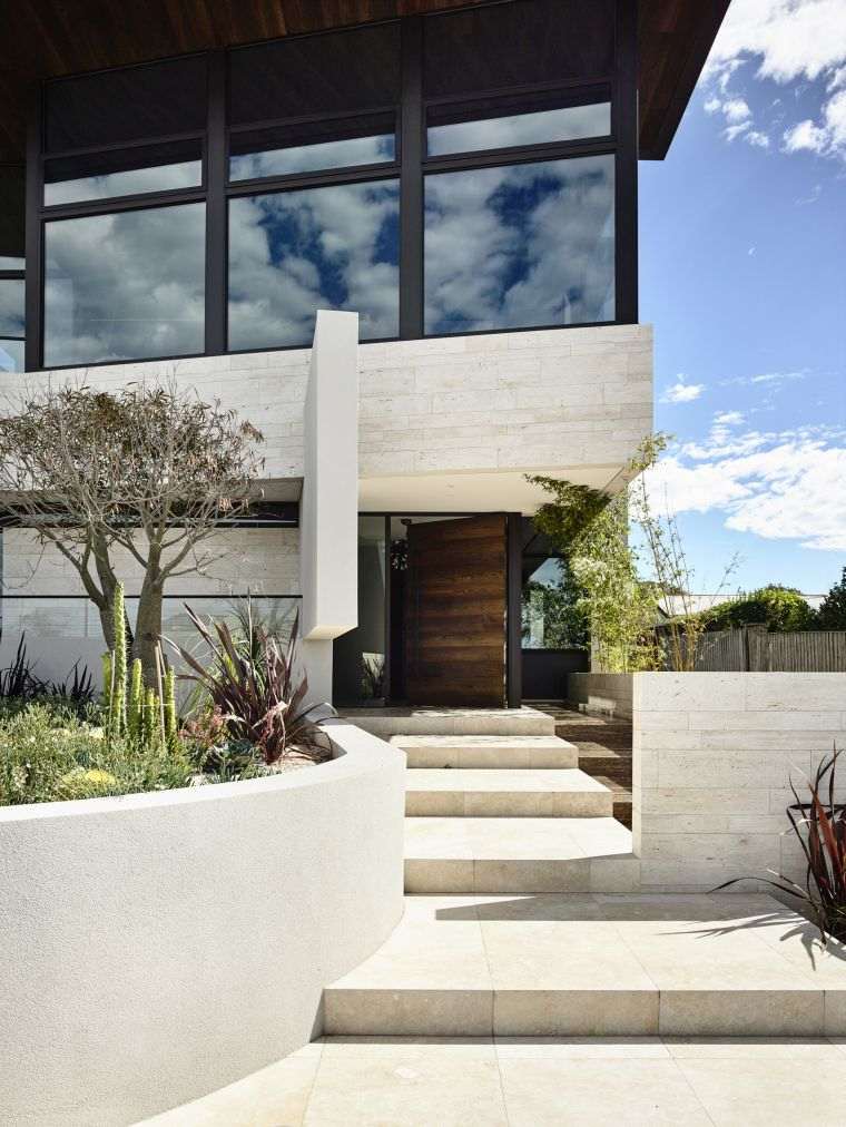escalier jardin dalles marbre deco exterieur maison moderne