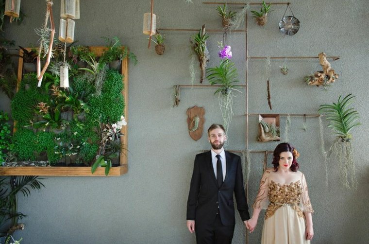 idée mariage déco vintage retro moderne mur déco plante