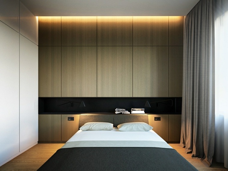 éclairage indirect idée luminaire chambre à coucher panneaux bois