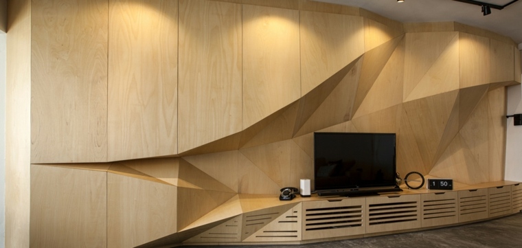 meuble design télé rangement mural bois