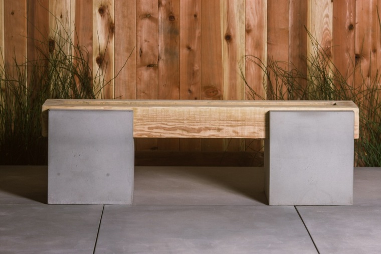 meubles en béton banc jardin bois
