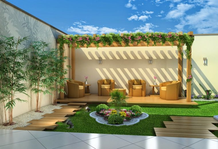 la pergola moderne salon jardin decking terrasse
