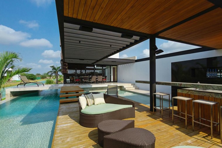 revetment sol de terrasse bois jardin piscine design