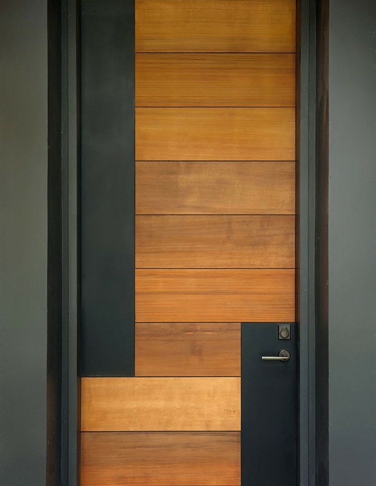 portes d'entrée bois noir mat design extérieur aménager entrée 