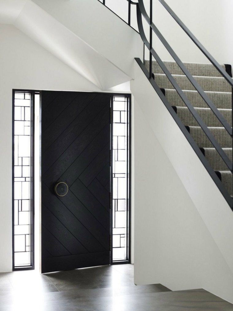 design d'intérieur moderne porte entrée bois noir design escalier 