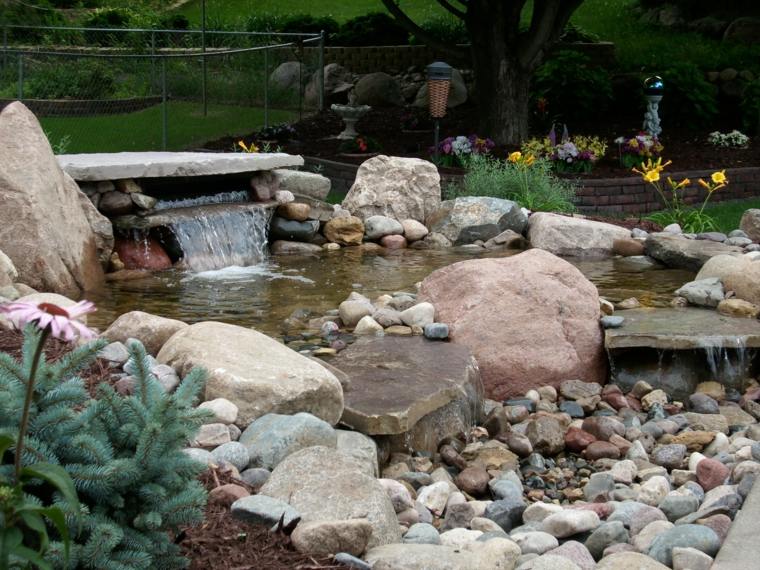rocaille de jardin paysager fontaine chute eau