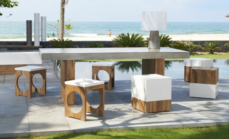 tables de jardin pierre deco terrasse beton