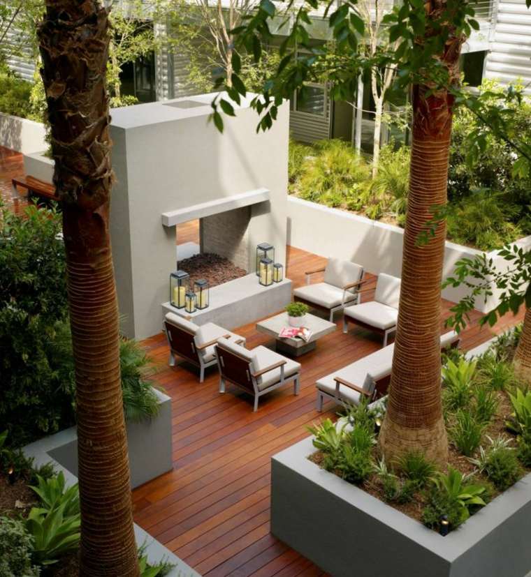 terrasse jardin decking bois sol plantes