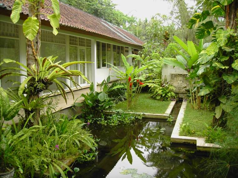 aménagement jardin extérieur deco tropicale bassins