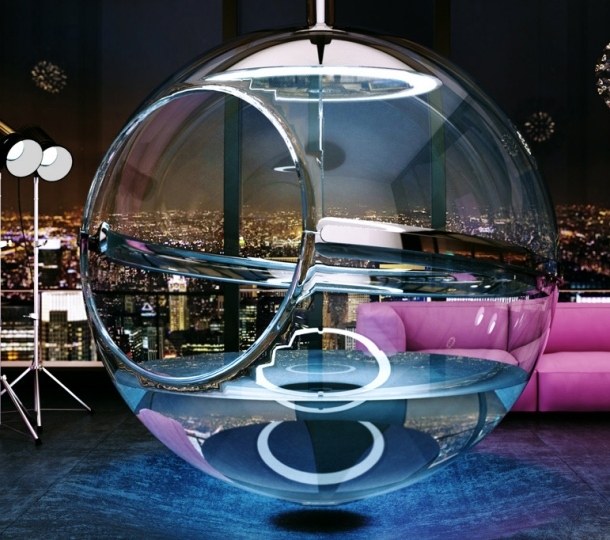 baignoire en verre boule design moderne intérieur 