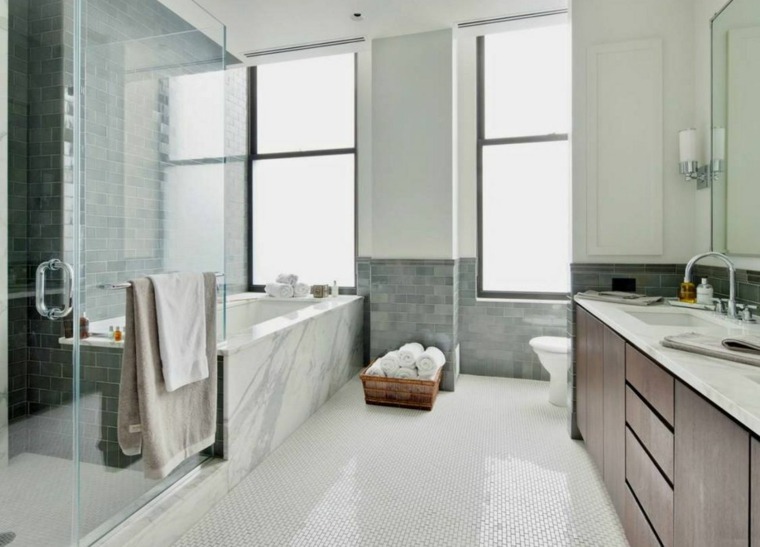 carrelage gris idee salle de bain carreaux couleurs neutres