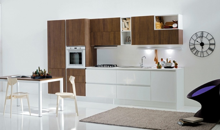 cuisine blanche meuble bois moderne