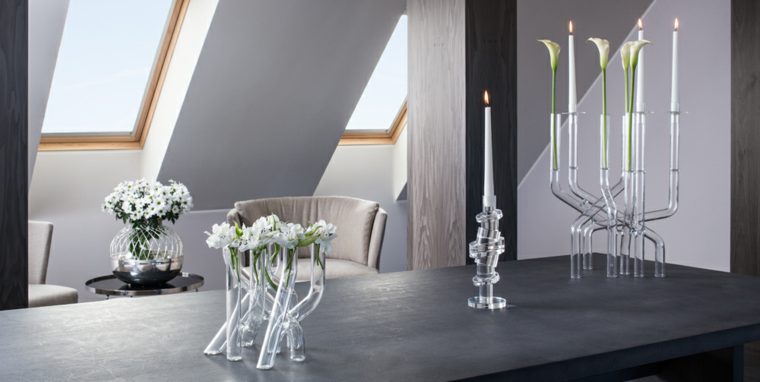 objet décoration salon design bougeoir fleurs moderne chandelier