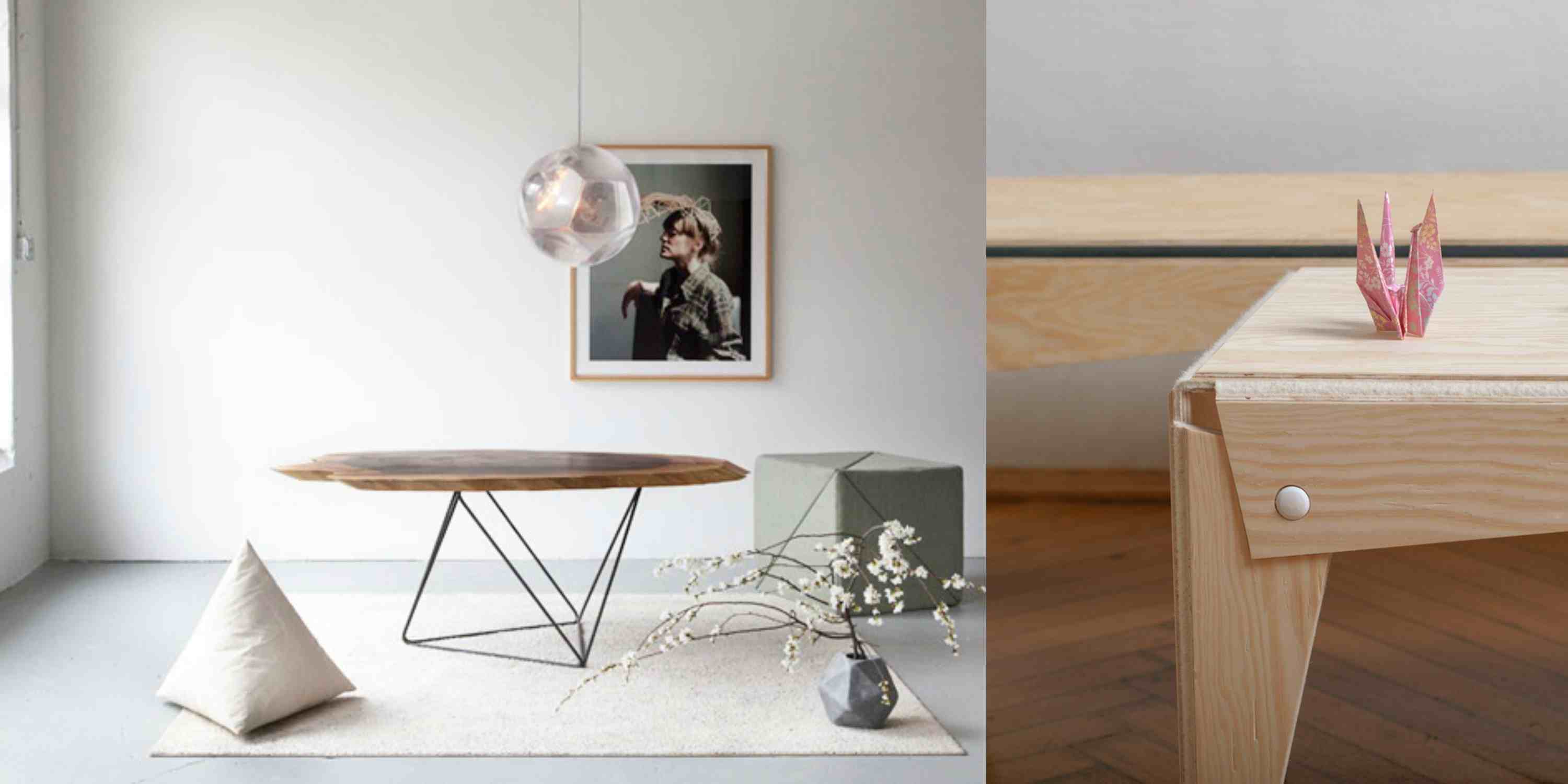 salon décoration design luminaire suspension moderne table bois 