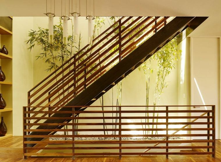 décoration d'intérieur zen escalier design plante verte