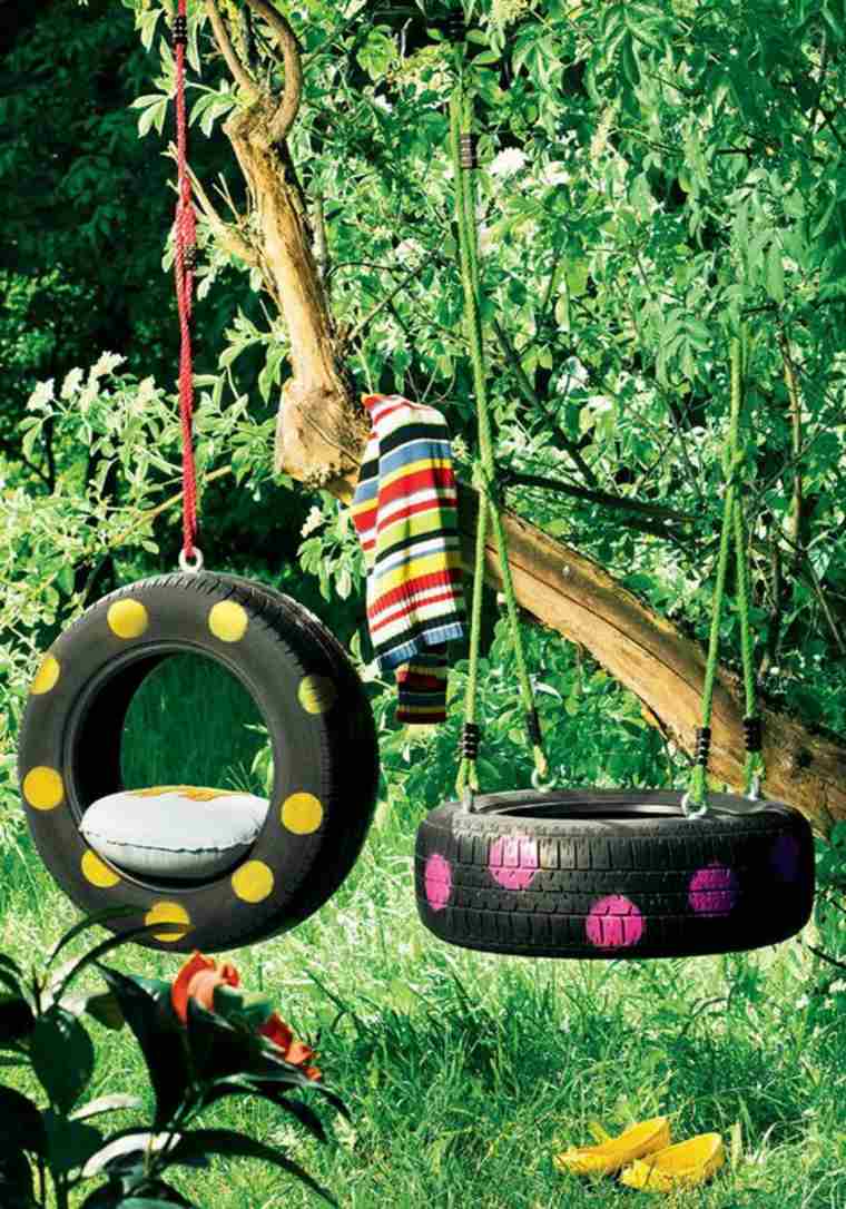 idée pneu fabriquer balançoire enfant jardin extérieur 